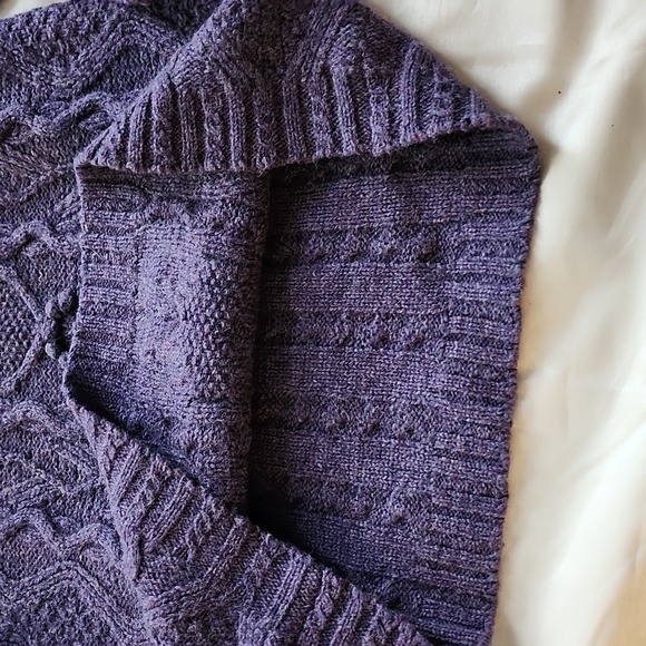 MODA INT'L (Victoria's Secret) Wool Cable Knit, Purple Sweater, Small, $50 - Picture 9 of 14